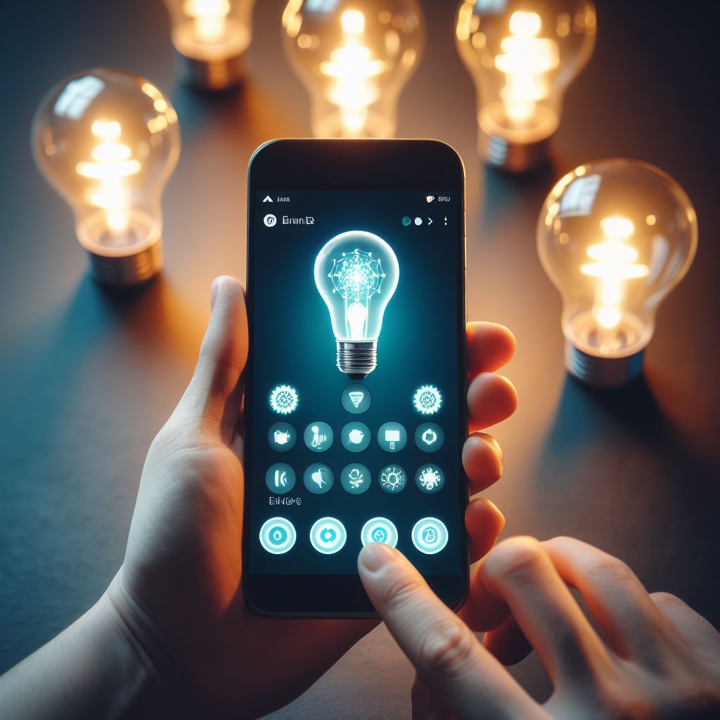 Smart LED light bulbs controlled via smartphone app.